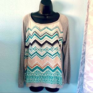 Rewind Chevron Print Top Size Large